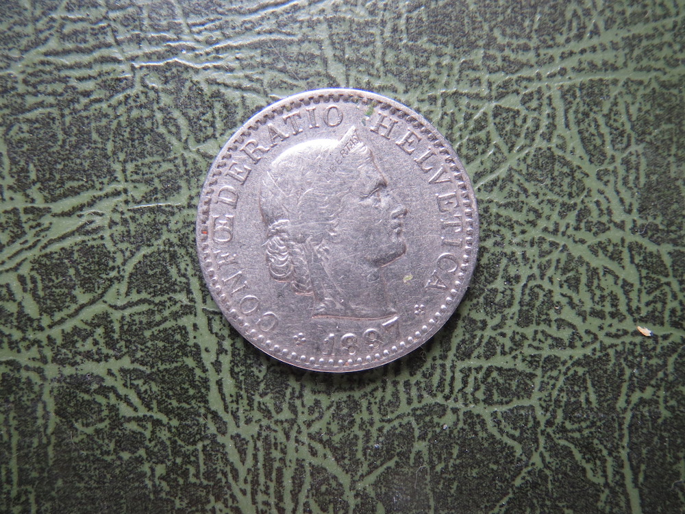 Switzerland, 20 cents, silver, goddess Helvetia, 1897 (C-CHE-01)