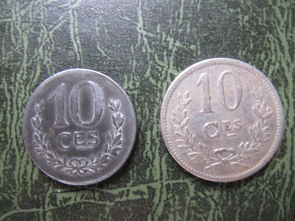 Luxembourg, 10 cents, silver, 1918 and 1924 (C-LUX-01)