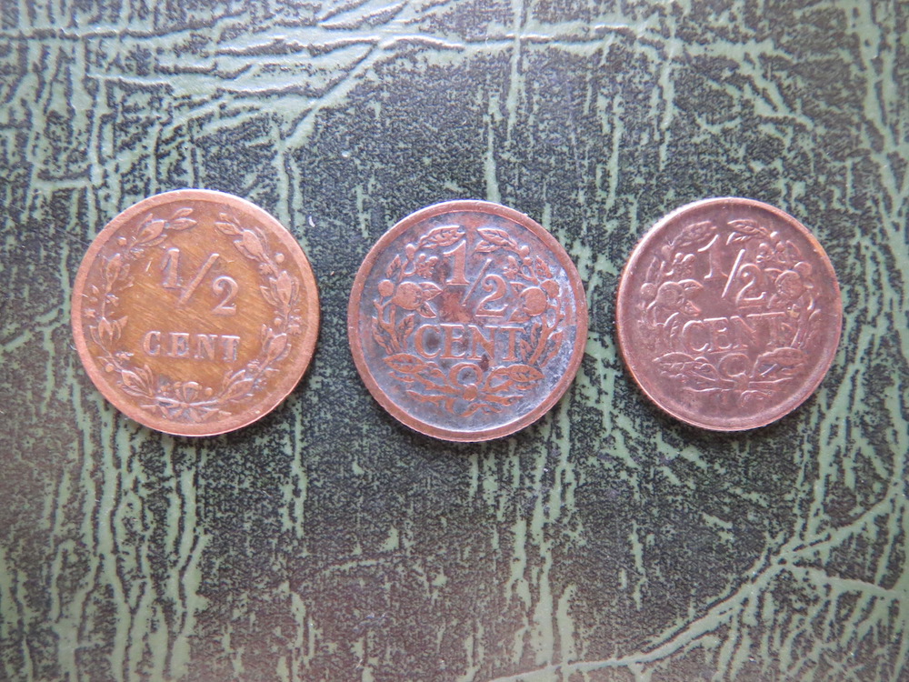 Netherlands, half cents, bronze, 1883, 1916, 1914 (C-NLD-0,05-01)