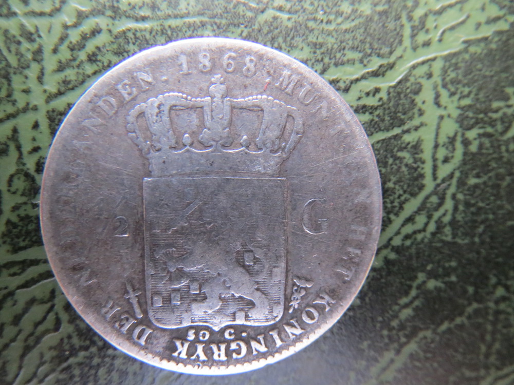 Netherlands, 50 cents, silver, King Willem III, 1868 (C-NLD-50-01)